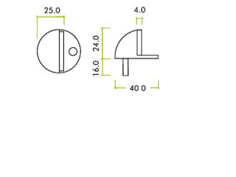 Door Stop - Floor Mounted Oval - 40mm