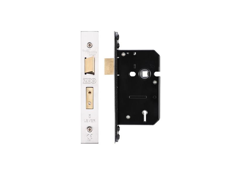 5 LEVER SASH LOCK - 64MM C/W PVD FOREND AND STRIKE