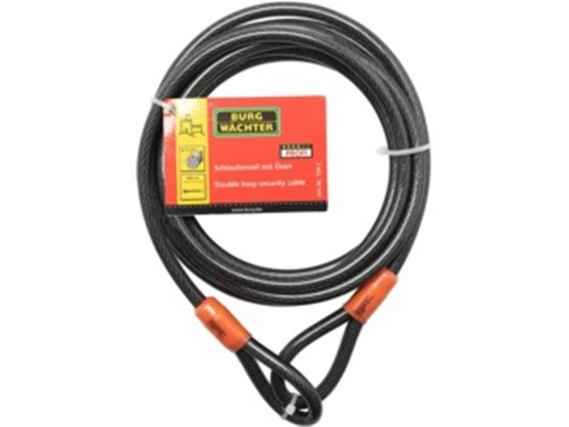 Câble En Acier Tressé Burg-Wachter 152C - 15mm X 2.1m, Double Boucle, Revêtement Vinyle Anti-intempéries